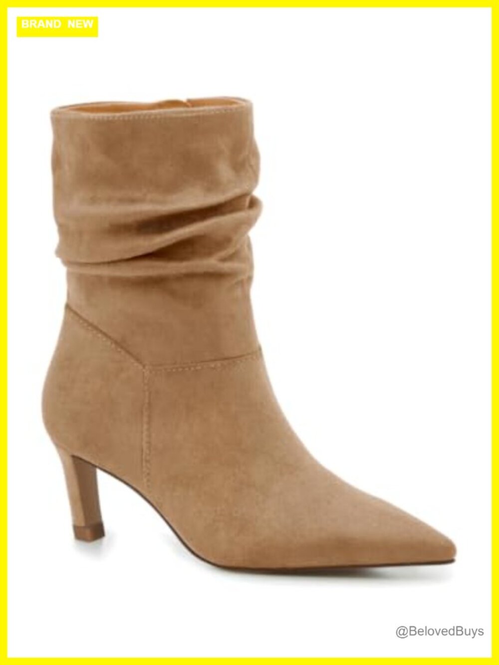 Faux Suede Slouch Ankle Boots Kitten Heel Pointed Toe Womens Booties